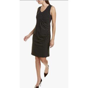 NIC + ZOE Tech Stretch Ruche Dress Size Large Black Sleeveless Athletic